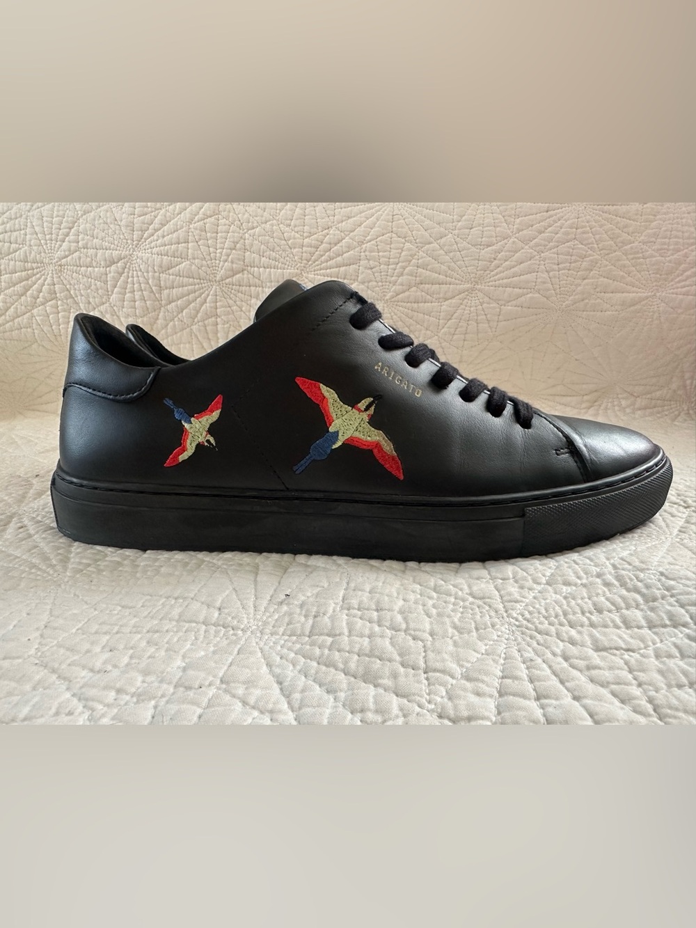 Axel Arigato Black Leather Sneakers with Multicolor Bird Embroidery - Picture 7 of 13